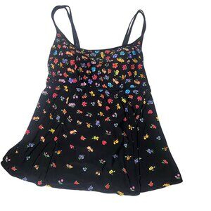 St. Johns Bay Black Floral Tankini Swim Suit Size 24W One Piece Plus Size Skirt